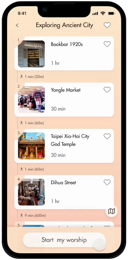 AR 導引與逐步參拜指示的操作展示